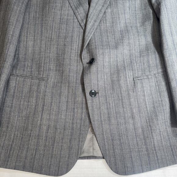 Mani By Giorgio Armani Blazer Gray Chevron Pattern Pure Virgin Wool 42L Italy - Picture 5 of 15